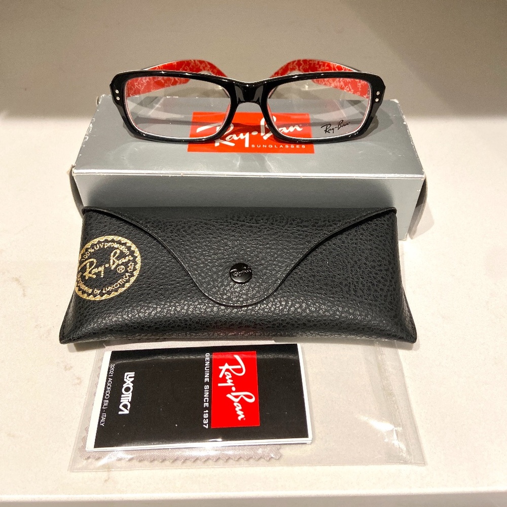 RAY-BAN RB5223 2479 Eyeglasses Black & Red texture